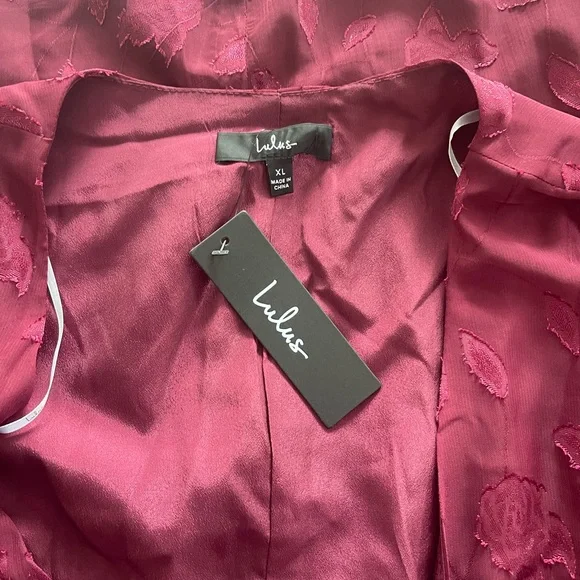 Lulus Evening of Elegance Jacquard Wrap Dress XL Burgundy - Picture 5 of 7